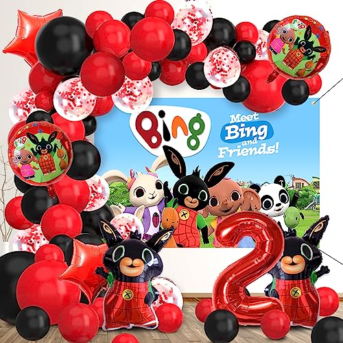 70 Pezzi Bing Compleanno 2 Anni, Bing Decorazione Compleanno 2 Anni, Bing Palloncini Compleanno 2 Anni, Bing Striscione Compleanno, Bing Sfondo Comple