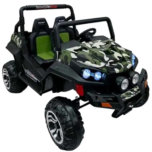 Tecnobike Shop Auto Macchina Elettrica Per Bambini 24V 2 Posti Jeep Polar Full Optional Con Radiocomando Luci Suoni Mp3 Usb Sd-Card Bluetooth (Camoufl
