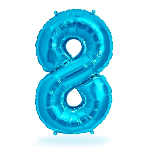 Funxgo Palloncino Numero 8 Blu - Palloncini Compleanno 8 Anni - Palloncino 8 Anni Compleanno - Decorazioni Compleanno - Vola Con L'Elio - Feste Decora