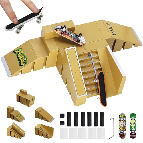 Ideallife Skatepark - 5 Pezzi Mini Finger Skateboards Rampa, Fingerboard Skate Park Kit, 5-In-1 Fingerboard Toy Skate Park Kit Ramp, Giocattolo Per Ba