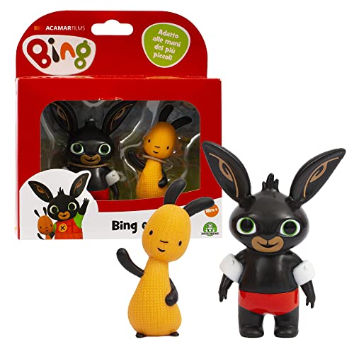Giochi Preziosi Bing - Coppia Di Mini Personaggi, Bing Con I Braccioli E Il Costumino E Flop Che Saluta, Adatti Per Le Mani Dei Più Piccoli, Per Bambi