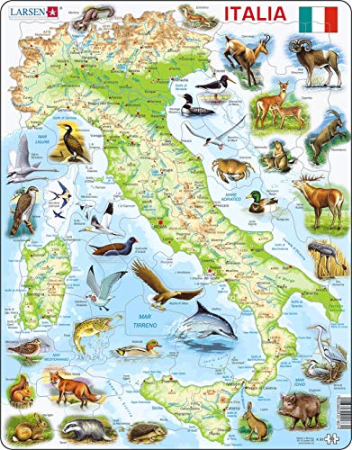 Larsen K83 Italia, Mappa Fisica, Edizione Italiano, Puzzle Incorniciato Con 65 Pezzi