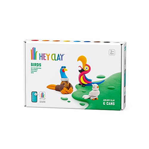 Hey Clay Birds 1, Pasta Modellabile Medium Set Uccelli 1. Argilla Da Modellare Per Bambini In Confezione Da 3 Soggetti Con 6 Colori. Set Medio Da 3 Uc