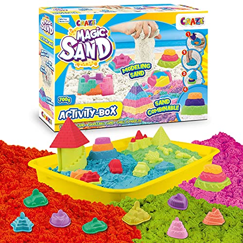 Craze Magic Sand Scatola Di Sabbia Magica Per Bambini, Scatola Di Attività Da 700 G Con Accessori Per Sabbia Cinetica Senza Glutine 32343