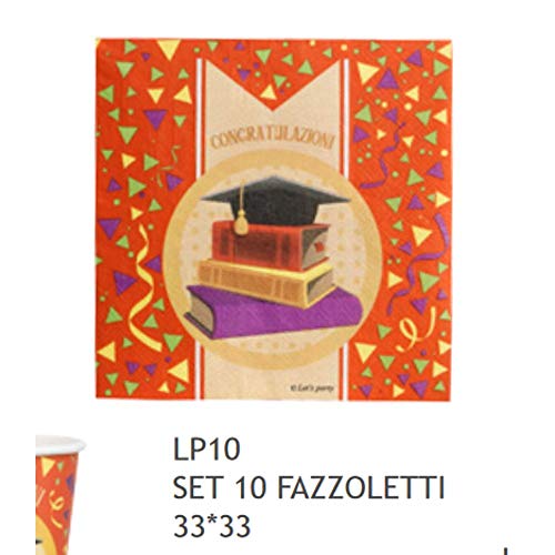 Graduation Festa Di Laurea 10 Pezzi Tovagliolo Tovaglioli Carta 33X33 Cm