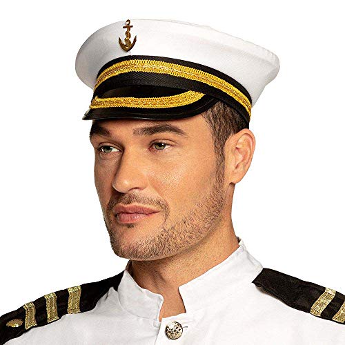 Boland- Captain Cappello Capitano Nicholas Per Adulti, Bianco/Nero/Oro, Taglia Unica, 44367