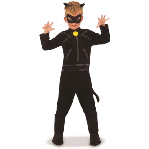 Rubie'S-640904-Xl Tales Of Ladybug Cat Classic Vestito Chat Noir Miraculous Per Bambino (640904-Xl), Colore Nero, (9-10 Anni), 640904_Xl