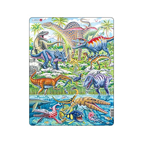 Larsen Fh49 Dinosauri Che Volano, Corrono E Si Tuffano, Puzzle Incorniciato Con 70 Pezzi