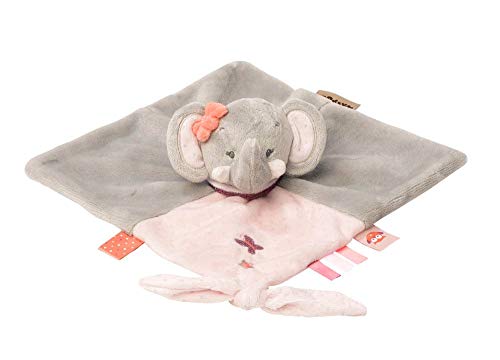 Nattou Pupazzetto Fazzoletto Adele L'Elefante, Compagno Dalla Nascita, 27 X 27 Cm, Grigio/Rosa, 424165