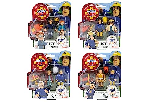 Simba - Sam Il Pompiere, Set 2 Personaggicm 7,5, 109251043038, + 3 Anni, Con Accessori
