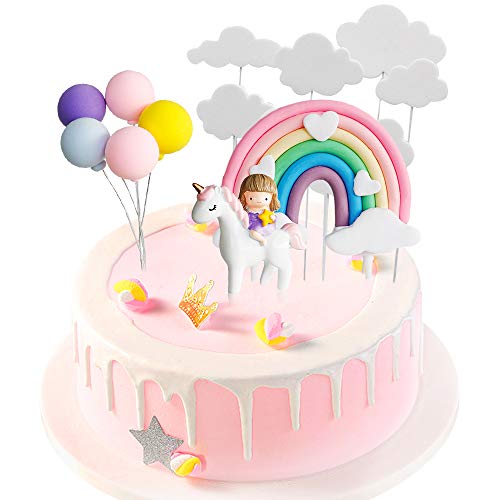 Eachpt Unicorno Cake Topper Kit, Torta Unicorno Decorazione Torta Unicorno Nuvola Arcobaleno Palloncino Decorazioni Per Torte Di Compleanno Topper Per