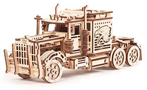 Wood Trick Camion Meccanico Big Rig - Potente Motore A Fascia Di Gomma - Kit Di Modelli Realistici Di Camion Semi In Legno Per Adulti E Bambini - Puzz