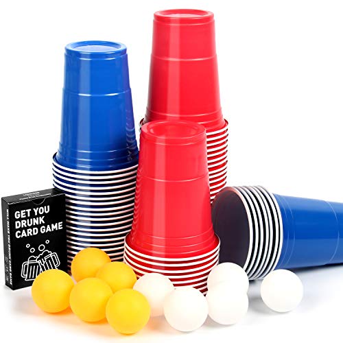Upchase 100+10+Gioco Di Carte, Beer Pong Party Set, Gioco Di Birra Carta, Bicchieri Di Plastica 16Oz (473Ml), Gioco Alcolico Per Adulti Festa Di Compl