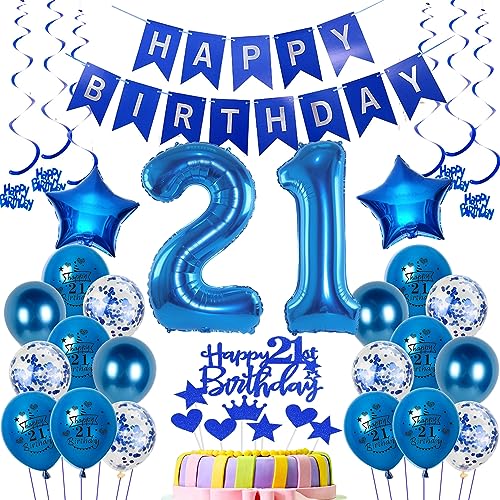 Palloncini 21 Anni Compleanno Decorazioni 21 Anni Compleanno Uomo, Addobbi 21 Anni Blu Palloncini Compleanno 21 Anni Uomo Decorazioni Palloncini 21 An
