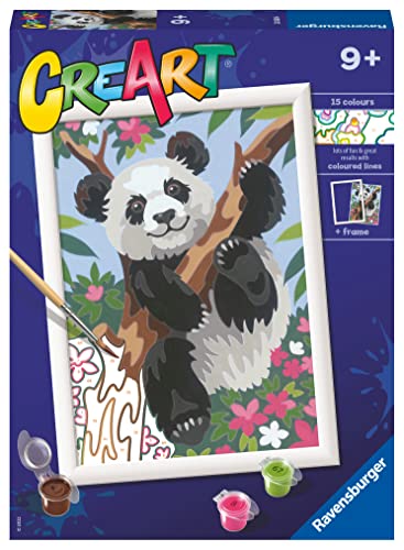 Ravensburger - Creart Serie D: Panda, Kit Per Dipingere Con I Numeri, Contiene Una Tavola Prestampata, Pennello, Colori E Accessori, Gioco Creativo Pe