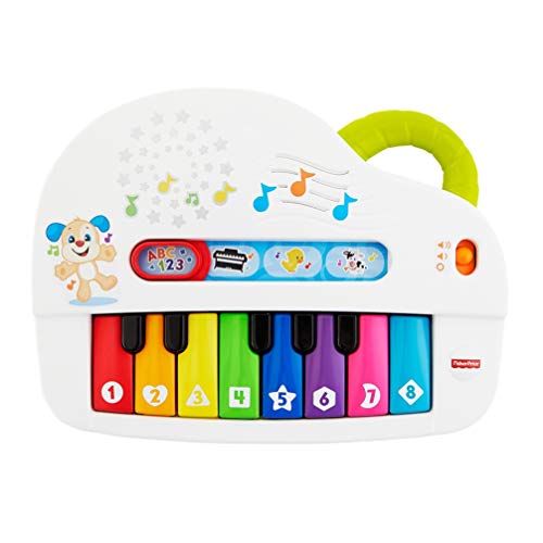 Fisher-Price - Pianoforte Di Cagnolino, 4 Modalità Di Gioco Con Luci E Vere Note Musicali, Riproduce I Versi Degli Animali E Tante Canzoncine Diverten