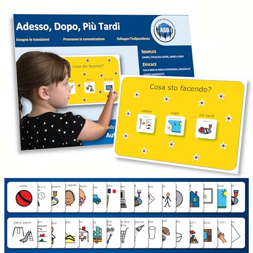 Programma Ora Dopo Più Tardi - Agenda Visiva Autismo – 32 Flashcards - Italiano – Giochi Caa Montessori/Educativi – Ludattica - Regali Per Autistici