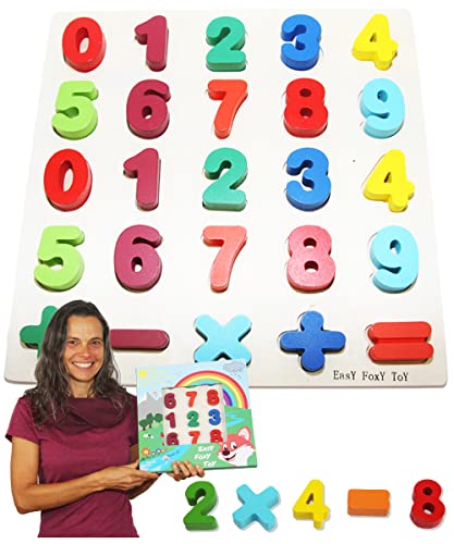 Easy Foxy Toy Puzzle Con Numeri In Legno, Numeri Colorati 0-9, Giocattolo Per Imparare I Numeri Attraverso Il Gioco, Regalo Per Bambini Dai 3 Anni
