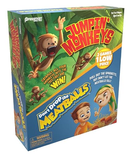 Goliath - Combo Set Monkey E Meatballs, 2 Giochi In 1, Gioco In Scatola Per Bambini Dai 6 Anni In Su, Sviluppa Le Capacità Motorie, 1-4 Giocatori, 924