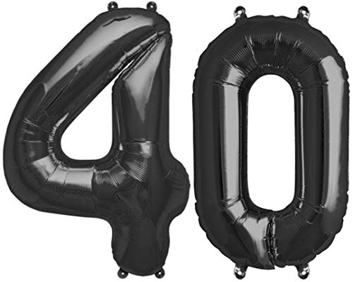 Funxgo Palloncino Nero Grande Numero 40 Per Compleanno 40 Anni - Palloncini Compleanno 40 Anni - Palloncino 40 Anni Compleanno - Decorazioni Festive -
