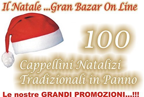 Ajl Srl Cappello Di Babbo Natale 100 Pezzi (52 Cm Diam)