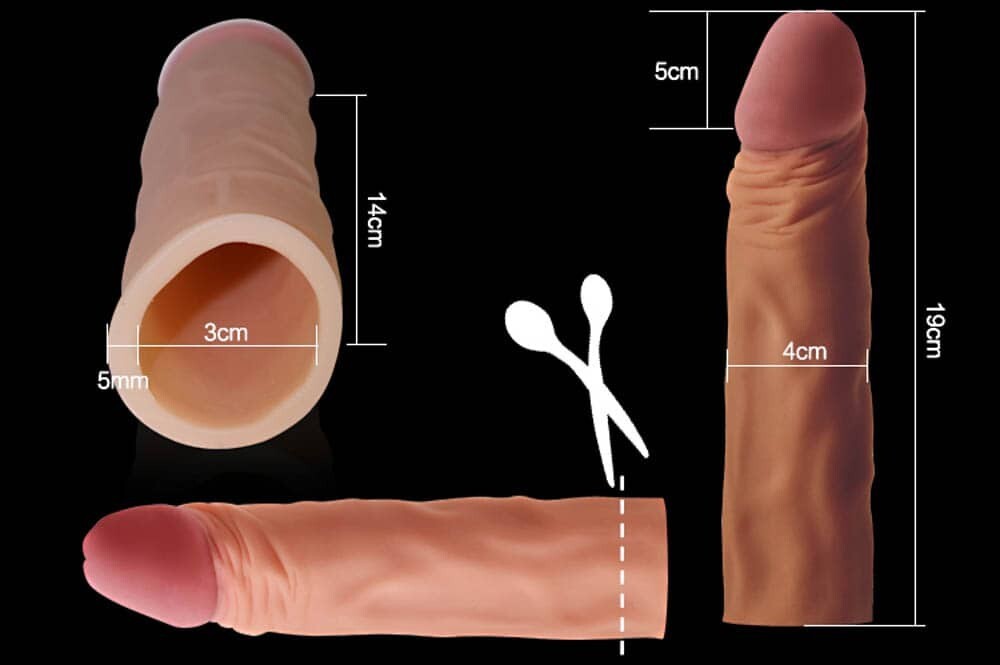 MORBIDA GUAINA FALLICA MANICOTTO ESTENSORE PER PROLUNGA PENE UOMO SILICONE TPE