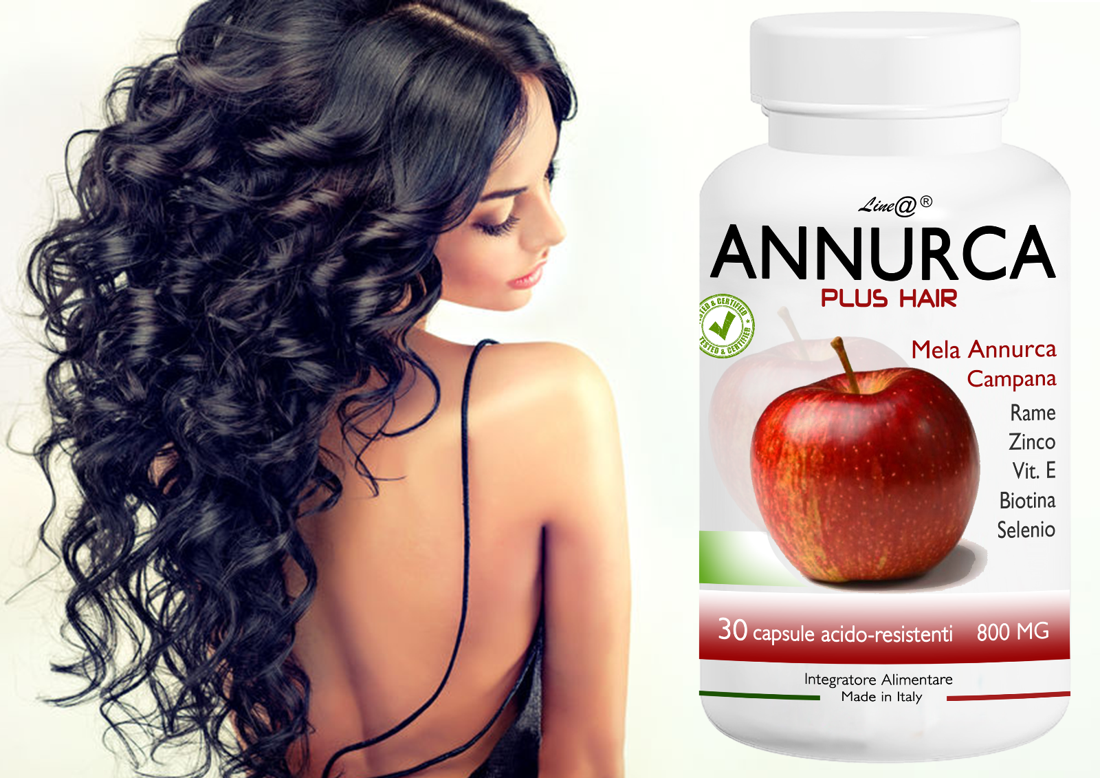 ANNURCA PLUS HAIR Line@ INCREMENTA I CAPELLI + Zinco-Rame-Biotina-Selenio/ 30cps