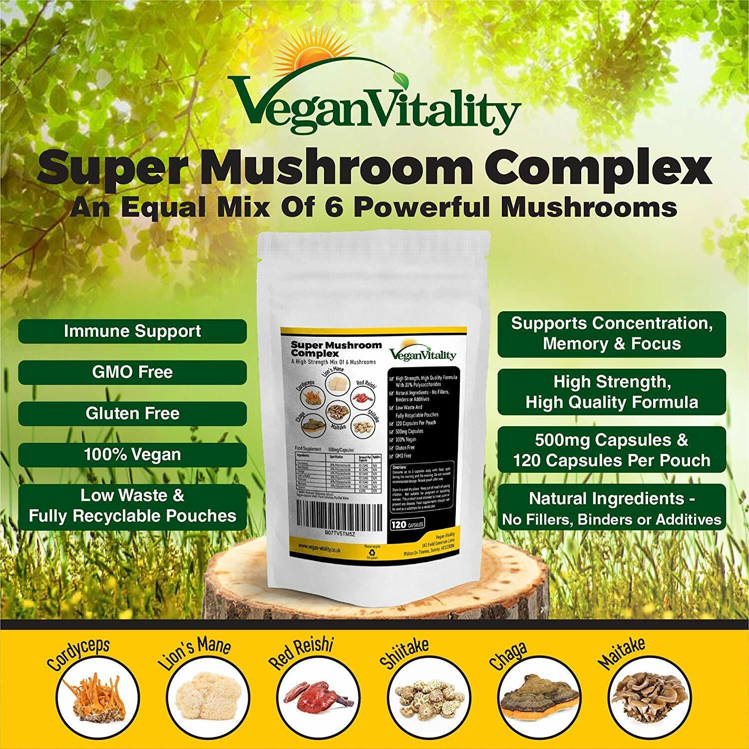 Super Fungo Complex. Leoni Criniera Reishi Chaga Shitake Cordyceps & Maitake