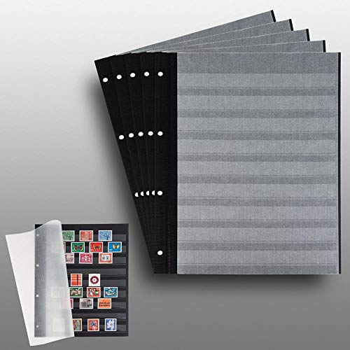 5 Prophila Lighthouse Double Sided Stockbook Pages 9 Clear Strips Black Cardboard