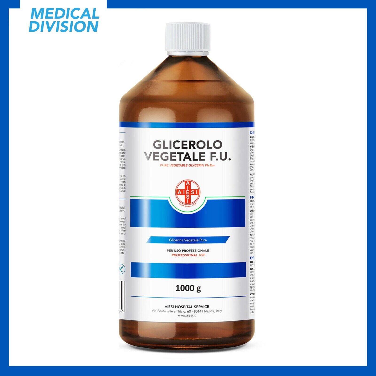 Glicerolo Vegetale F.U. puro grado farmaceutico 1 kg - glicerina pura liquida