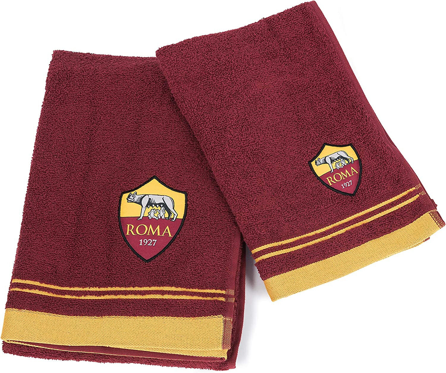 AS Roma  Set Asciugamano e Ospite in Spugna, 100% Cotone