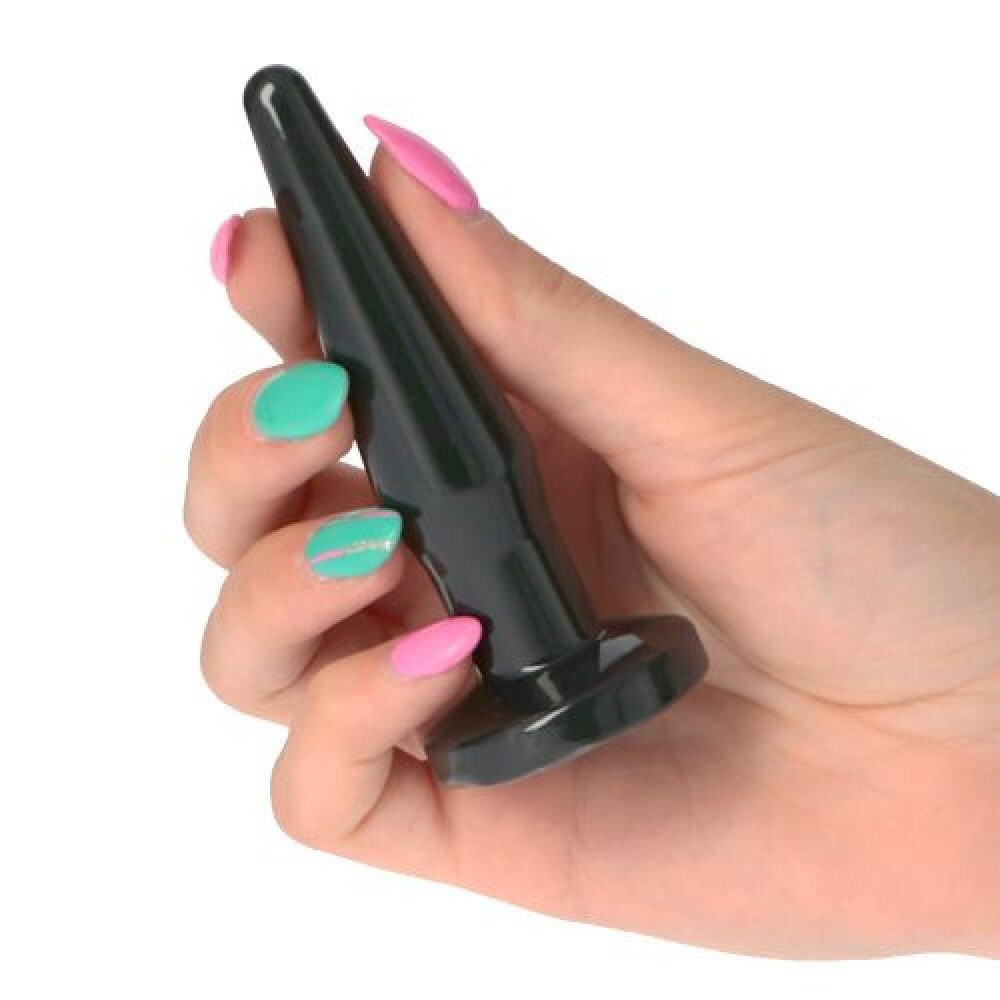 Plug dildo fallo anale nero piramide dilatatore sfintere stimolatore retto
