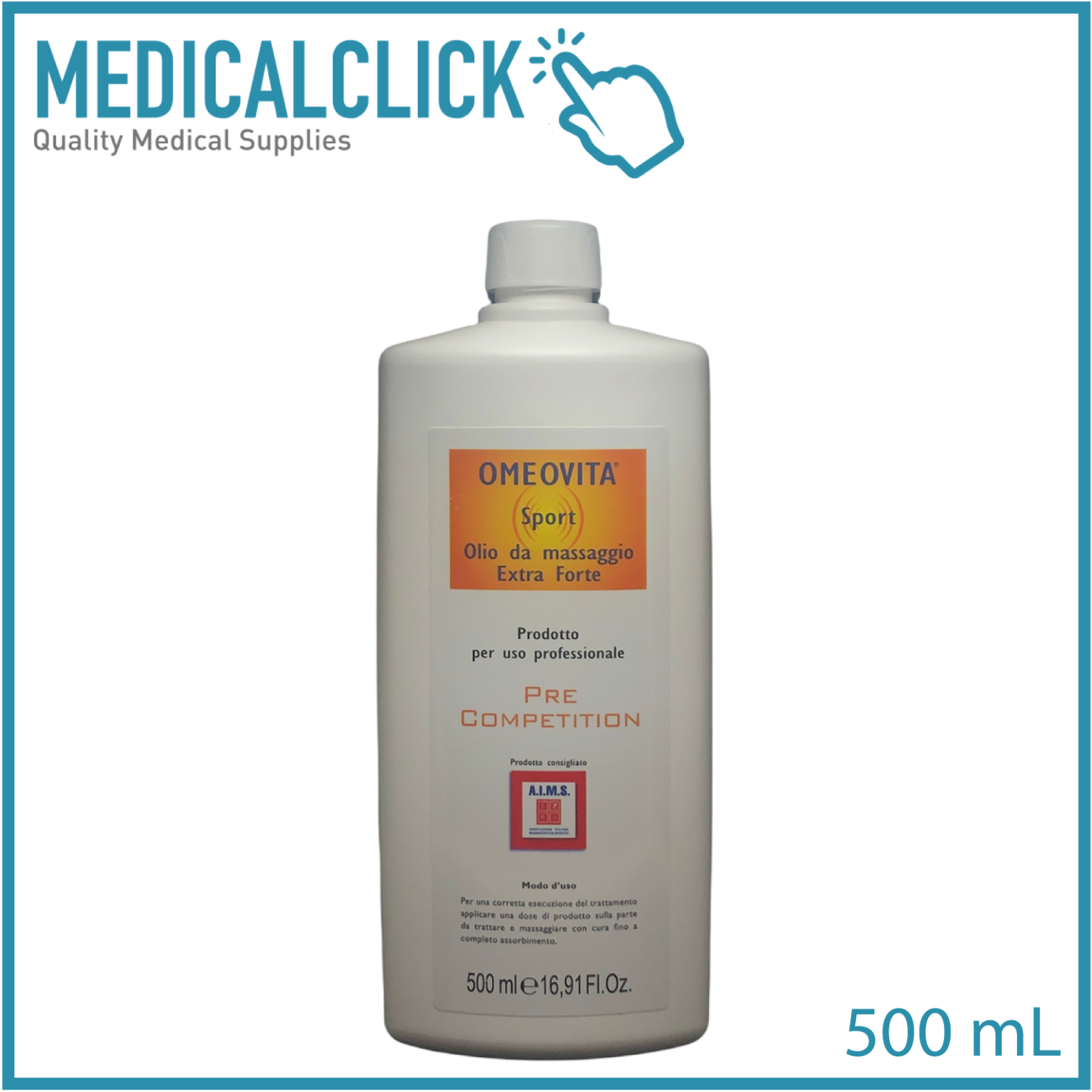 Olio Massaggio sportivo pre - gara Extra Forte alla canfora Omeovita 500 ml