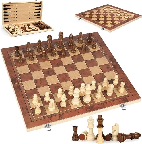 Scacchiera In Legno,3 In 1 Set Di Scacchiera,Scacchiere Set,Scacchi Standard,Scacchi Pieghevole Portatile,Scacchi In Legno Di Alta Qualità,Gioco Per B