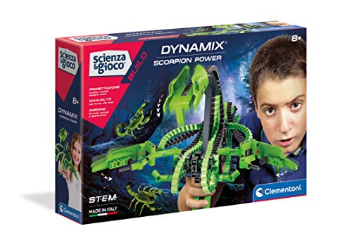 Clementoni- Scienza Build-Dynamix-Scorpion Power, Set Di Costruzioni Flessibili, Gioco Scientifico (Versione In Italiano), Bambini 8 Anni+, Made In It