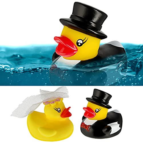 Anatra Da Bagno Coppia Di Sposi | H5 Cm Giallo Anatre Sposo | Giocattolo Da Bagno Matrimonio Coppia Di Sposi Regalo