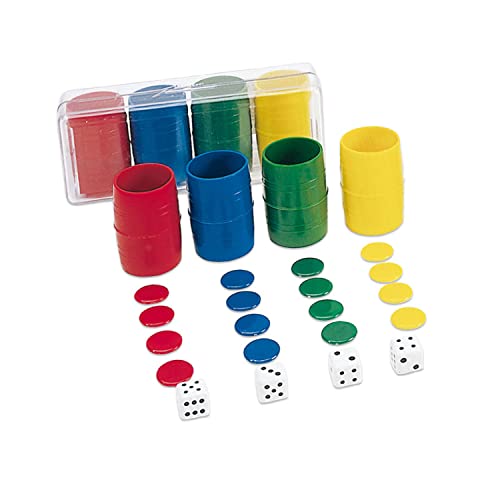 Cayro - Accessori Per Parcheesi - + 5 Anni - Scatola Di Plastica - Giochi Da Tavolo Per Bambini E Adulti - 4 Tazze, 16 Fiches E 4 Dadi - Da 2 A 4 Gioc