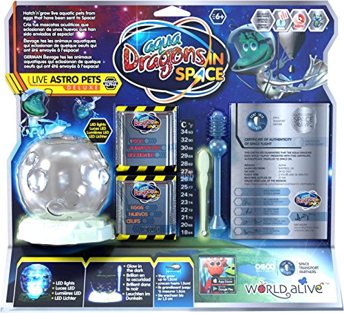 Aqua Dragons Spazio Astro Pets Deluxe Con Led, Gioco Educativo Stem, Set Di Acquari, Animali Domestici Facili Da Coltivare Per I Bambini,Include Vasca