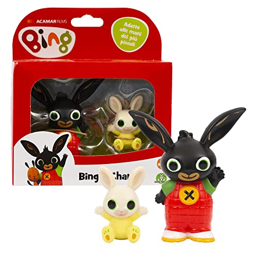 Giochi Preziosi Bing - Coppia Di Mini Personaggi, Bing Con Il Suo Giubbotto E Charlie Che Alza Le Zampine, Adatti Per Le Mani Dei Più Piccoli, Per Bam