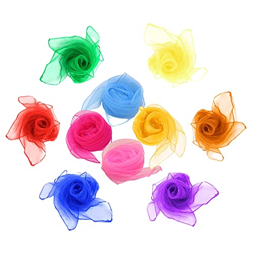 Tfsylisa Sciarpe Danza,20 Pezzi Sciarpe Di Giocoleria,Fazzoletti Colorati Quadrata Foulard Per Bambini Festa Accessorio Spettacolo Magico 60 X 60 Cm 1