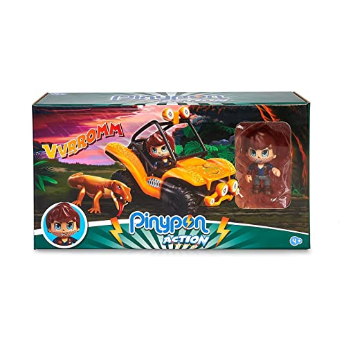 Pinypon Action - Wild. Buggy Con Un Personaggio Pinypon Esploratore Una Grande Lucertola E Accessori, Per Bambini E Bambine Dai 4 Anni, Famosa,Multico
