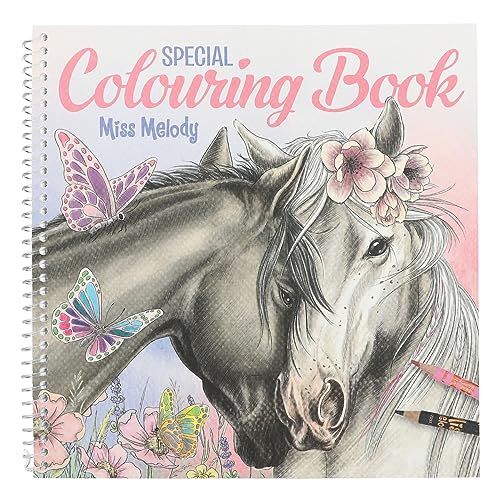 Depesche 12469 Miss Melody-Libro Speciale, Con 20 Motivi Di Cavalli Da Sogno, Da Colorare Con Matite O Acquerelli Delicati, Multicolore