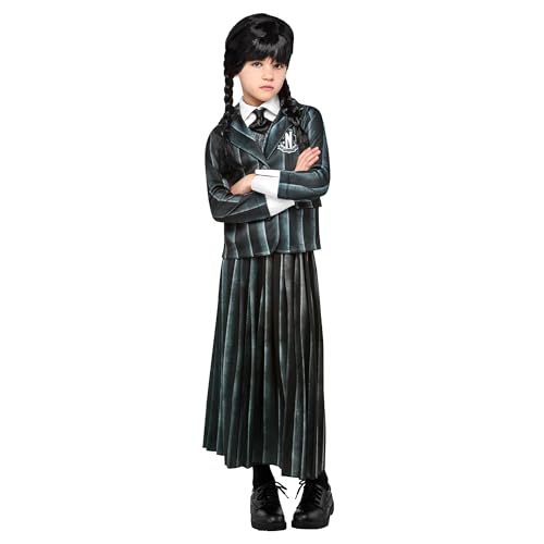 Costume Wednesday Mercoledì Addams Per Bambina, Top Con Giacca E Gonna Divisa Scuola Nevermore Academy Halloween, Carnevale E Cosplay - Non Include La