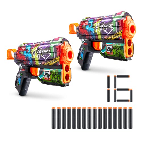 Xshot- X-Shot Skins Flux, Graffiti, Schiuma Dardo Blaster (2 Pacchetto, 16 Freccette), Colore (2 Pack), 36551B