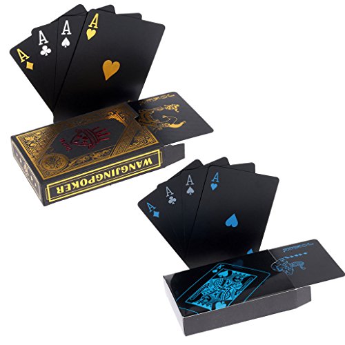 2X Carte Da Poker In Plastica Playing Cards Nero Carte Da Poker Carte Da Gioco Carte Da Gioco Classiche In Pvc Impermeabile In Confezione Regalo - 1 B