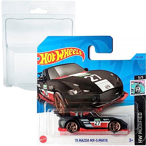 Hot Wheels '15 Mazda Mx-5 Miata Hw Modified 5/5 (114/250) Hkh87 Short Card Mattel 2023 + Blister & Card Protector Pack Friki Monkey