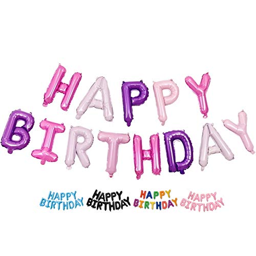 Diwuli Palloncino Happy Birthday, In Pellicola, Rosa, Viola, Palloncini, Per Compleanno, Compleanno, Compleanno Per Bambini E Bambine, Decorazione Reg