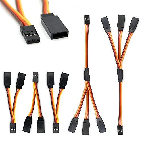 Servo Y Cablaggio Splitter Cavo 3 Pin Connettore Maschio A Femmina 4 Vie Cavo Di Prolunga Compatibile Con Aeroplani Jr Futaba Rc (3 Pezzi 1To2 E 2 Pez