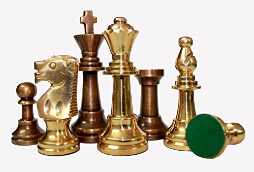 Stonkraft Pezzi Degli Scacchi In Ottone, Scacchiera In Ottone, Pedine Degli Scacchi, Monete Di Scacchi (Altezza Del Re 8,9 Cm)