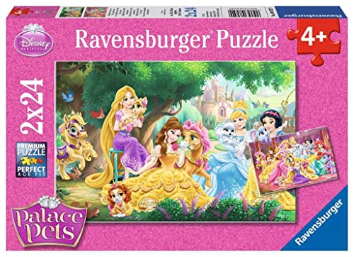 Ravensburger Italy Princess I Migliori Aamici Delle Principesse Disney 2 Puzzle Da 24 Pezzi Ciascuno, Multicolore, 89529